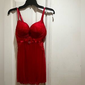 Curve necessities Elegant Red Lace Chemise/ Lingerie with rhinestones